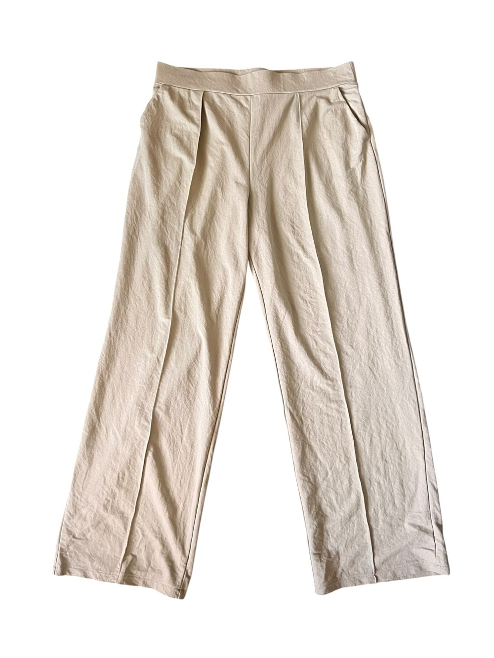 H&M Women's Stretch Classic Trouser Pull On Pants Neutral Sand Beige L Capsule